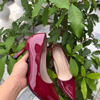 Giày cao gót mũi nhọn gót nhọn cao 5p -7p màu đỏ đô [chân mỏng lùi size, chân mập lấy đúng size]
