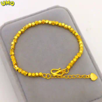 Plated 100% Real Gold 24k 999 Bracelet Women's Color Small Broken Jewelry Pure 18K