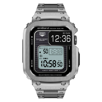 AmBand Apple Watch 專用保護殼 ❘ 銀色軍規級全不鏽鋼殼帶 ❘ 44mm
