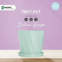 Pot Bunga Kembang Unik Model Design Ulir Warna Soft Pastel Hijau Tosca Plastik Awet Kuat Tebal Premi
