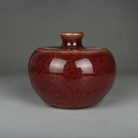 晚清民國祭紅釉小水盂水罐 古玩陶瓷古董瓷器仿古老貨民間收藏品
