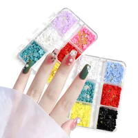 600pcs/box Trendy Small Floret Nail Art Charms 3D Keen French 5petals Blossom With Bead Nail Decoration DIY Manicure Supplies