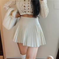 Summer High Waist Womens Sexy Mini Skirts Side Zipper Vintage Pleated Skirt Korean Student White Tennis Skirts Short Black