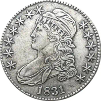 1831 United States 50 Cents ½ Dollar Liberty Eagle Capped Bust Half Dollar Cupronickel Plated Silver White Copy Coin