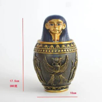 Egyptian God Pet Ashes Box Decoration Kanopic Can Ornaments Home Decor Anubis Pharaoh Storage Tank