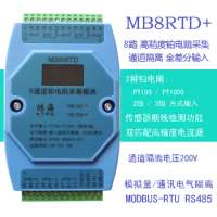 PT100 PT1000 8-channel Platinum Resistance Channel Isolated Temperature Acquisition Module MODBUS RS485 With OLED Display