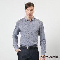 Pierre Cardin皮爾卡登 男裝 雙色網眼印花長袖POLO衫-藍(5205269-38)