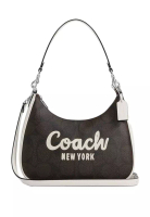 Coach Teri Hobo In Signature Canvas With Graphic - Walnut/White