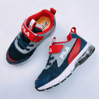 【FILA】FILA KIDS 中童反光氣墊運動鞋-藍紅(2-J827X-321)