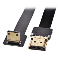 50cm Cameras camera FPV Mini HDMI to HDMI high definition video cable 90 degree elbow FPC soft flat cable