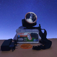 Senter Kepala Luby L 2875 10 Watt Cahaya Putih + Lensa Kuning, Baterai, Charger Headlamp