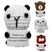 Emotional Support Crochet Animals Mini Crochet Toy Home Decor 10cm Cartoon Panda Bunny Tiger Bear Decor Cheer Up Knitted Doll