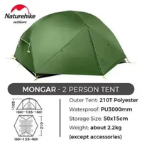 TENDA MONGAR 2 ULTRALIGHT (210T) NATUREHIKE NH17T007-M/NH19M002-J FOREST GREEN