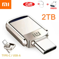 XIAOMI 2TB Metal U Disk 2 IN 1 OTG 1024GB 64GB Flash Drive USB 3.1 512gb 1TB Pen Drives Memory Stick Type C Adapter Gifts New