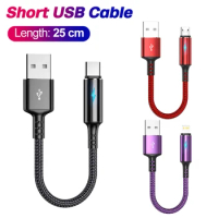 0.25m Portable Ultra Short USB Fast Charging Cable For iPhone 14 Xiaomi Oneplus 3A Phone Power Bank Dedicated Type C Micro Cord
