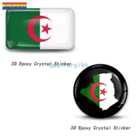 3D Stereo Gel Algeria Air Force Flag Map Dome Flexible Car Sticker Car Bumper Trunk Mirror Headlight Cover Vinyl Sticker