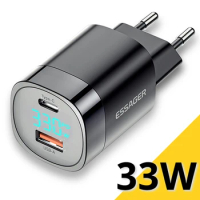 Essager 33W GaN USB Fast Charge Charger PD Digital Display USB C Charger For iPhone 14 13 Pro Max Xiaomi Samsung Phone Charger