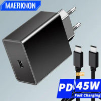 45W USB C Charger Fast Charging Quick Charge 3.0 Wall Charger USB Type C Cable For Samsung Galaxy S23 S22 Mobile Phone Charger