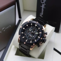 Alexandre Christie Alexandre Christie 6564 Jam Tangan Pria Black Rosegold Original