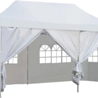 10x20 Ft Pop up Canopy Party Wedding Gazebo Tent Shelter with Removable Side Walls White For Hiking 3.46inches each 10x20 square