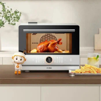 Electric Steam Oven 32L built-in Table Multifunctional Pizza Oven Steam Toast Bake Fry Stew 5 In 1 Oven Countertop Air Fryer