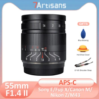 7 artisans 55mm F1.4 II Manual Focus Large Aperture Prime Lens For Fuji XF Canon EF-M Micro 4/3 Nikon Z Sony E A6000 Canon RF R6