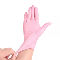 Nitrile Disposable Gloves Pink 100 Pcs S M L Latex Powder Free Waterproof Household Cleaning Safety Food Cleaning Beauty Salon
