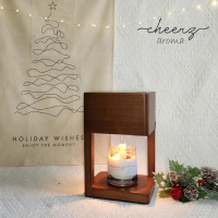 胡桃木色實木香氛融蠟燈 香薰蠟燭燈 溶蠟燈 胡桃木色立方體蠟燭燈