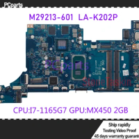 PCparts M29213-601 GPT52 LA-K202P For HP Pavilion 15-DW Laptop Motherboard I7-1165G7 MX450 2GB DDR4 MB Mainboard 100% Tested