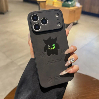 Sarung iPhone 17 Pro Max, Sarung Keras Gengar, Kulit Suede Laser, Sarung Pelindung Telefon Kalis Kej