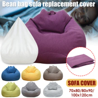 1PC Lazy Sofa Cover Large Bean Seat Bag Chair Sofa Cover without Filler Cotton Linen Comfortable Lazy Bean Bag Chair Sofa Covers