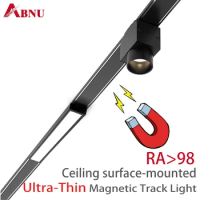 Abnu 5mm Ultra Thin 48V Magnetic Track Light System LED Ceiling Slim Magnet Rail Lamps Rotatable Spotlight Linear Array light