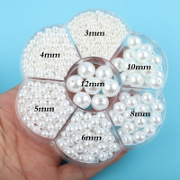 DIY手工材料3-12mm有孔白色塑料珠子串珠飾品配件仿珍珠散珠串珠
