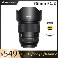 Viltrox 75mm F1.2 APS-C Auto Focus Camera Lens for Fujifilm FX X-T5 Fuji X Mount Sony E A74 A73 Mount Nikon Z Z5 Z7 Camera Lens