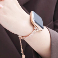 Diamond straps+case for iwatch 42/44/45 ultra 49mm 38/40/41 metal bracelet for apple watch strap for girls designee 9 8 7 6 5 4