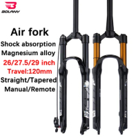 Bolany 26 27.5 29 inch MTB fork magnesium alloy air pressure suspension shoulder/wire control straight/conical tube lock fork