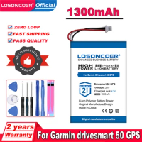 LOSONCOER 1300mAh Battery for Garmin Drivesmart 50 GPS 3-wire Plug Navigator