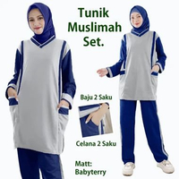 Setelan Olahraga Wanita Muslim Hijab Senam Training Tunik Muslimah Lengan Panjang XL XXL XXXL Baju C