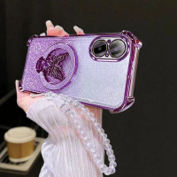 Sarung telefon untuk Realme C67/C65 (4 GB), casing berkilat dengan motif rama-rama, sarung silikon y