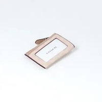 Dompet COACH MONOGRAM IVORY WHITE TAUPE ZIP CARD HOLDER 100% ORIGINAL 11X8CM