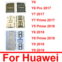 Sim Card Adapter Holder For Huawei Y5 Y6 Y7 Y9 Prime Y6 Pro 2017 2018 2019 Memory Reader Card Socket Replacement Parts