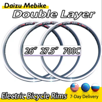 26Inch E Bike Rims Double Layer 26”27.5”700C Bicycle Rims 36H Spokes Electric Bicycle Rims Accessories Mountain Cycling Parts