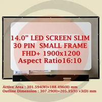 LCD LED Laptop 14.0" Slim 30 Pin Small Frame Non Bracket FHD+ 16:10 1920x1200 B140UAN03.3 NV140WUM-N