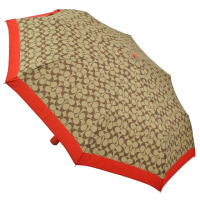 【COACH】時尚經典輕量型晴雨傘(駝+紅)