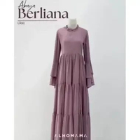 Berliana Dress Abaya Umroh Ceruty,dress lebaran,dress ceruty babydoll L Lilac