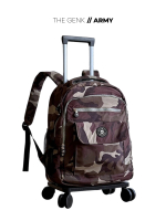[ THE GENK - motif ARMY ] TAS RANSEL TROLI KABIN BAGASI PESAWAT FASHION KOREA BARLEY BAHAN PARASUT A