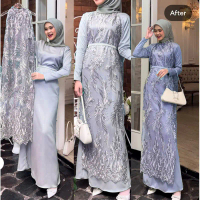 [PROMO COD] - SAVINA DRESS GAMIS MEWAH BRIDESMAID BROKAT TULE TALI PINGGANG ORGANZA MUTIARA SATIN Mu