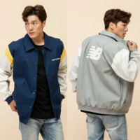 【NEW BALANCE】NB 學院風撞色外套_男性_藍/灰色_MO51507NNY_MO51507YST(美版 版型偏大)