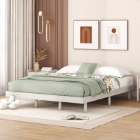 High-quality materials bed，Modern Design Queen Floating Platform Bed Frame for White Washed Color