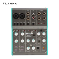 FLAMMA FM10 Digital Audio Mixer 6 Channel Mixing Console Sound Card USB Interface 48V Phantom Power for PC Recording Live Stream